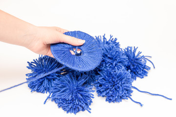 handmade blue pompom