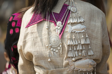 traditional clothes and silver jewelery of Muser hill tribe.
