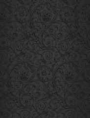 Black seamless wallpaper pattern, vector