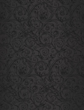 Black seamless wallpaper pattern, vector