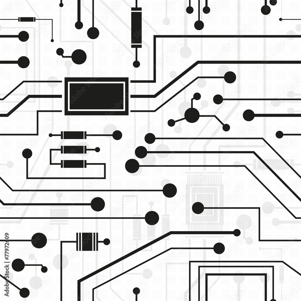 Wall mural electronic circuit, seamless background