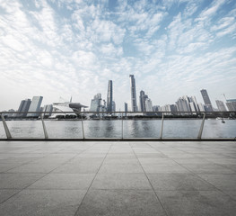 modern road with skyline and cityscape background