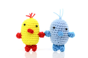 yarn doll isolated on white