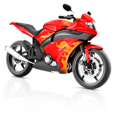 Motorcycle Motorbike Bike Riding Rider Contemporary Red Concept