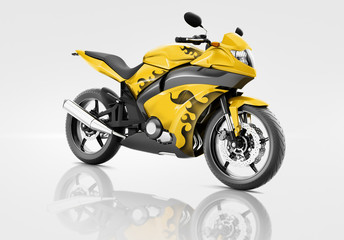 Motorcycle Motorbike Bike Riding Contemporary Yellow Concept