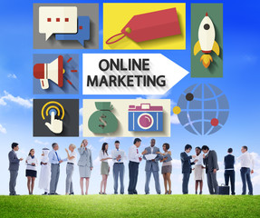 Online Marketing Branding Global Communication Analysing Concept