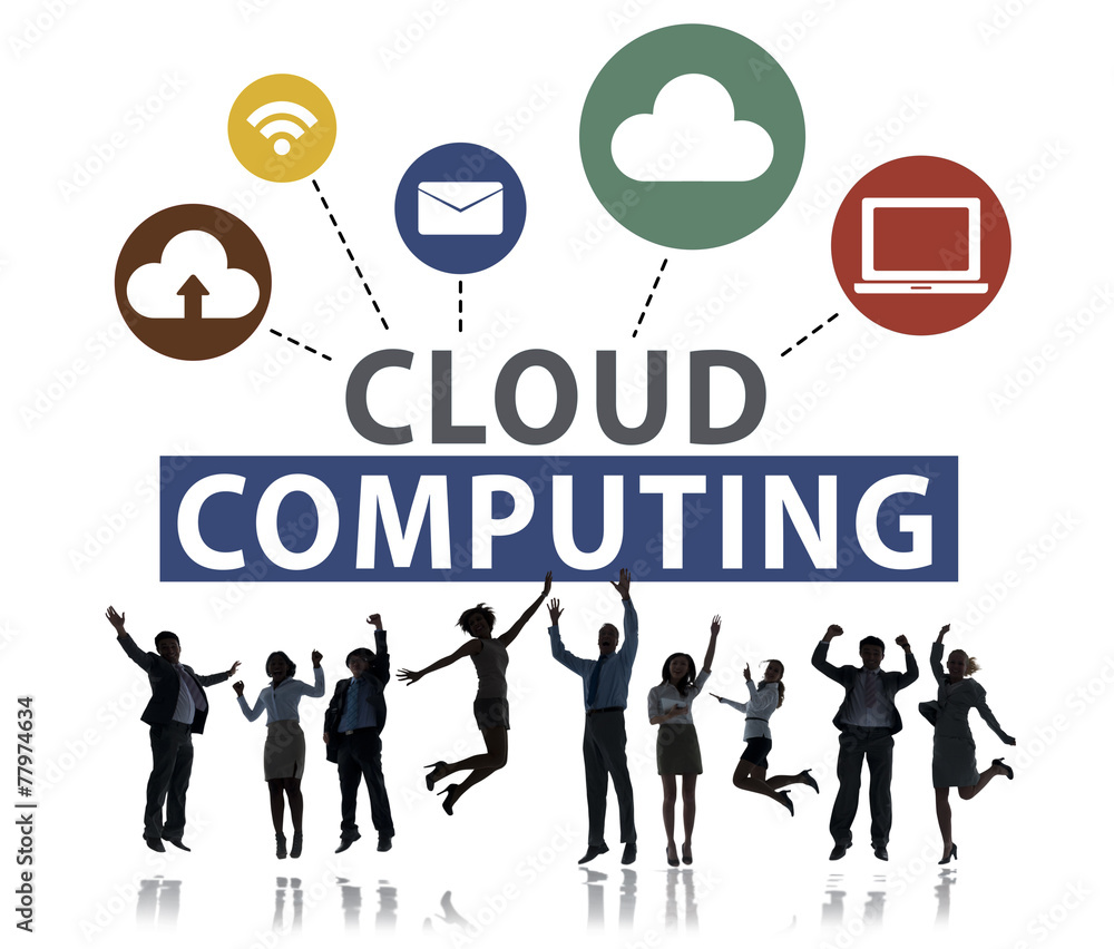 Poster cloud computing network online internet storage concept