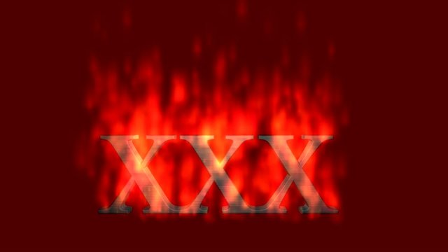 Text animation of the words XXX burning on fire