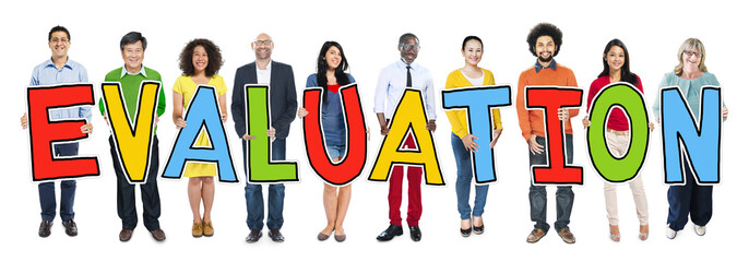 Multiethnic Group of People Holding Letter Evaluation
