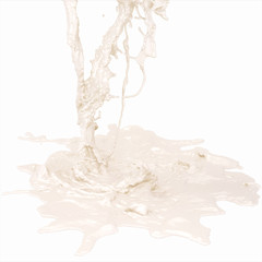 Pouring milk splash on white background