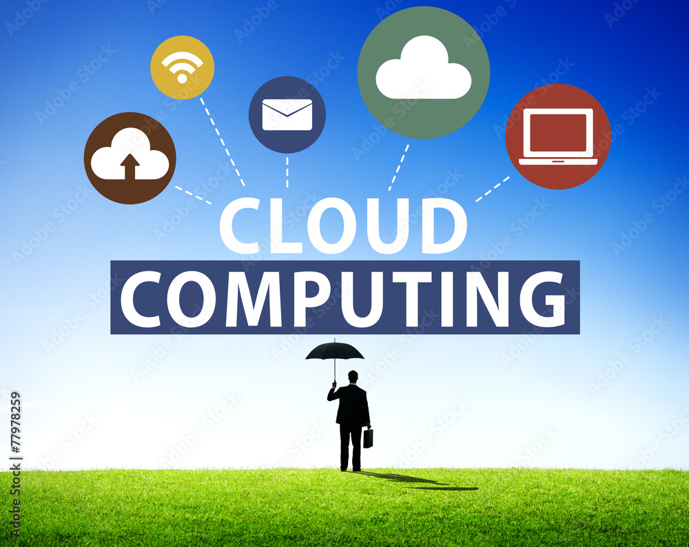 Poster cloud computing network online internet storage concept