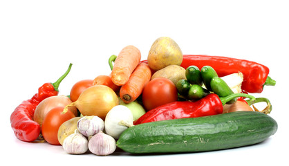 fresh vegetables on white background...