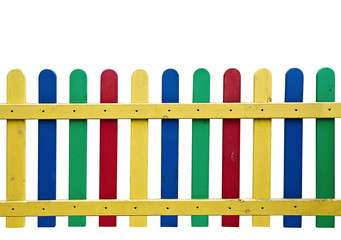 the bright wooden fence isolated on the white