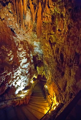Stalagmites and stalactites inside the cave