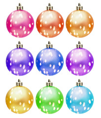 collection of colored christmas ball,  snowflake, Isolated