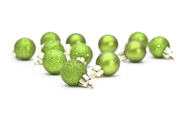 group of green spheres on the white