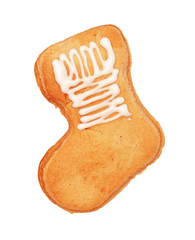 Light Christmas gingerbread with glaze on the white