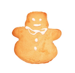 Light Christmas gingerbread with glaze on the white