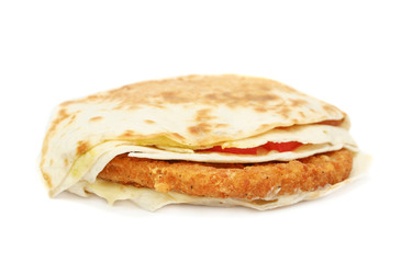 hamburger in corn tortilla