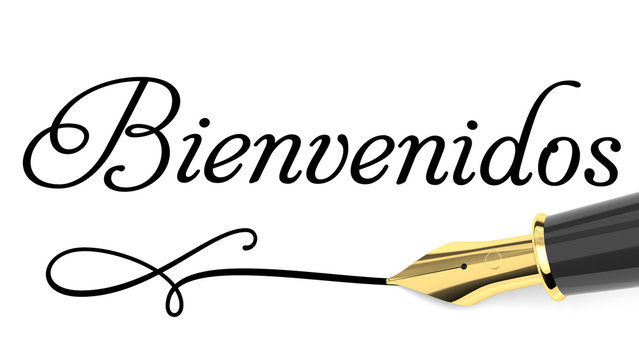 Bienvenida calligraphy spanish translation Vector Image