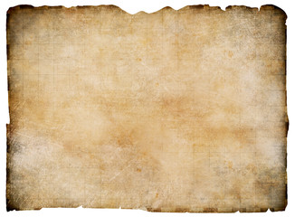 Old blank parchment treasure map isolated. Clipping path is