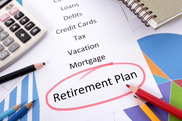 Retirement planning to do list or wish list with liabilities and calculator photo