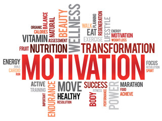 Fototapeta premium MOTIVATION word cloud, fitness, sport, health concept