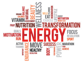 ENERGY word cloud, fitness, sport, health concept