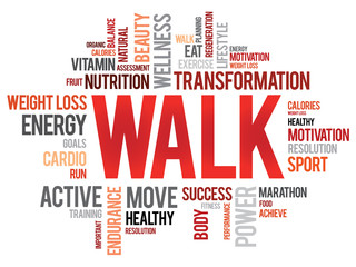 WALK word cloud, fitness, sport, health concept