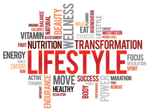 LIFESTYLE word cloud, fitness, sport, health concept