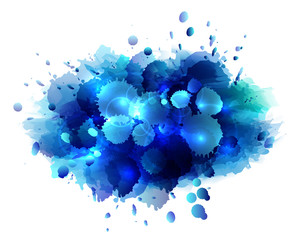 Abstract artistic background of blue paint splashes