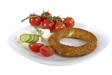 bagel, simit Turkish breakfast