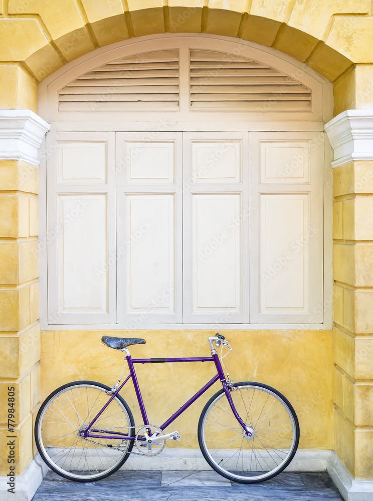 Wall mural Vintage Hipster bicycle on wall frame