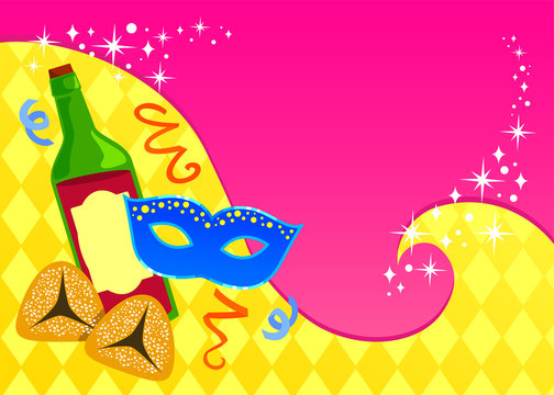 Greeting Card Template For Purim With Space For Text