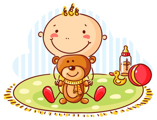 Baby and teddy bear