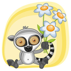Lemur with flowers
