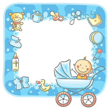 recommend clip art: Frame with baby-boy things