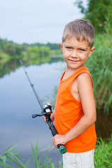 Boy fishing.