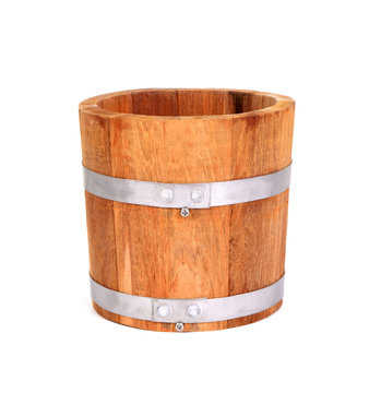 Wooden bucket.