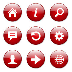 Web Internet Red Vector Button Icon Design Set