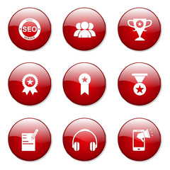 SEO Internet Sign Red Vector Button Icon Design Set 9