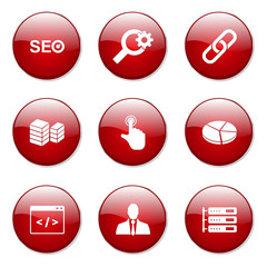 SEO Internet Sign Red Vector Button Icon Design Set 11