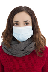 Woman wearing a virus mask