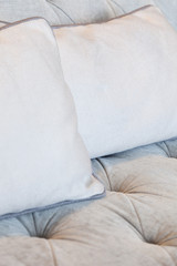 Fototapeta na wymiar Pillows on Sofa Close up