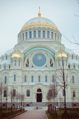 Fototapeta na wymiar cathedral of St. Nicholas in town Kronshtadt, Russia