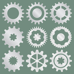 Vector collection of aluminum gear wheels