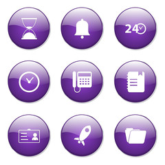 Time Duration Violet Vector Button Icon Design Set
