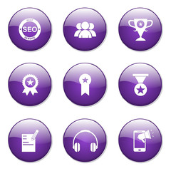 SEO Internet Sign Violet Vector Button Icon Design Set 9