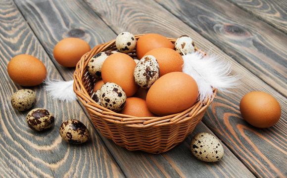 different types of eggs in a basket