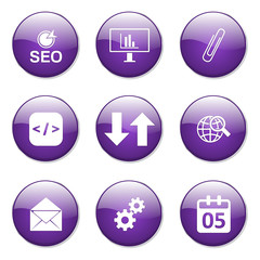 SEO Internet Sign Violet Vector Button Icon Design Set 6